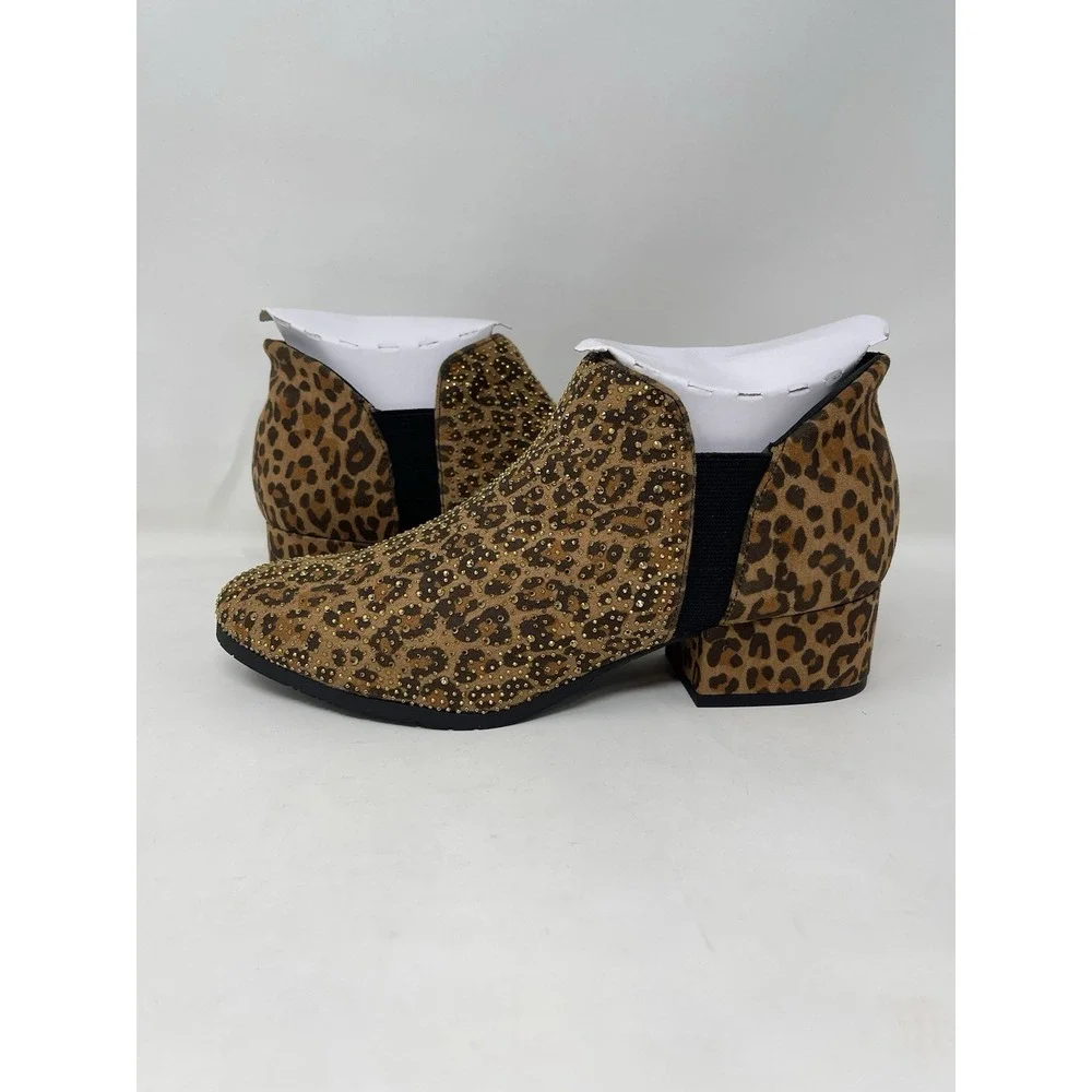 Kenneth Cole Women's Reaction Size 8 Sandra EZ On Jeweled Bootie Leopard